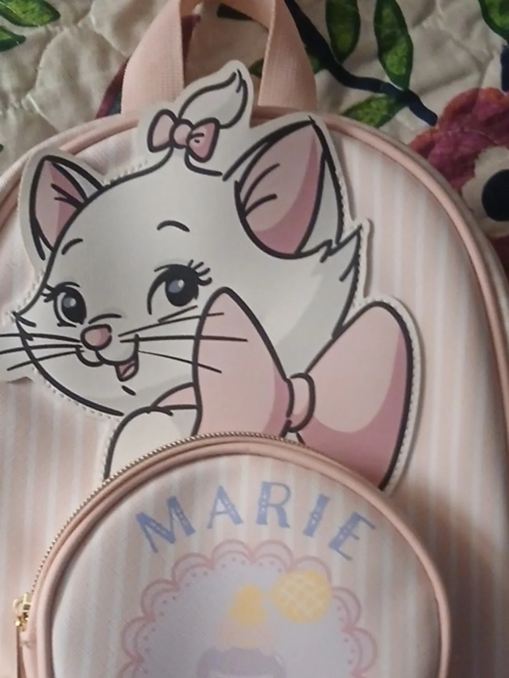 Loungefly Disney The Aristocats Marie Stripe Mini Backpack Pink & White